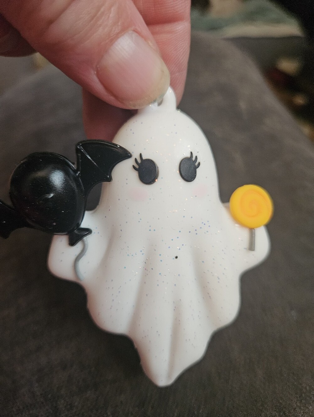Bath & Body Works White Glitter Ghost Pocketbac with Black Bat & Yellow Lollipop